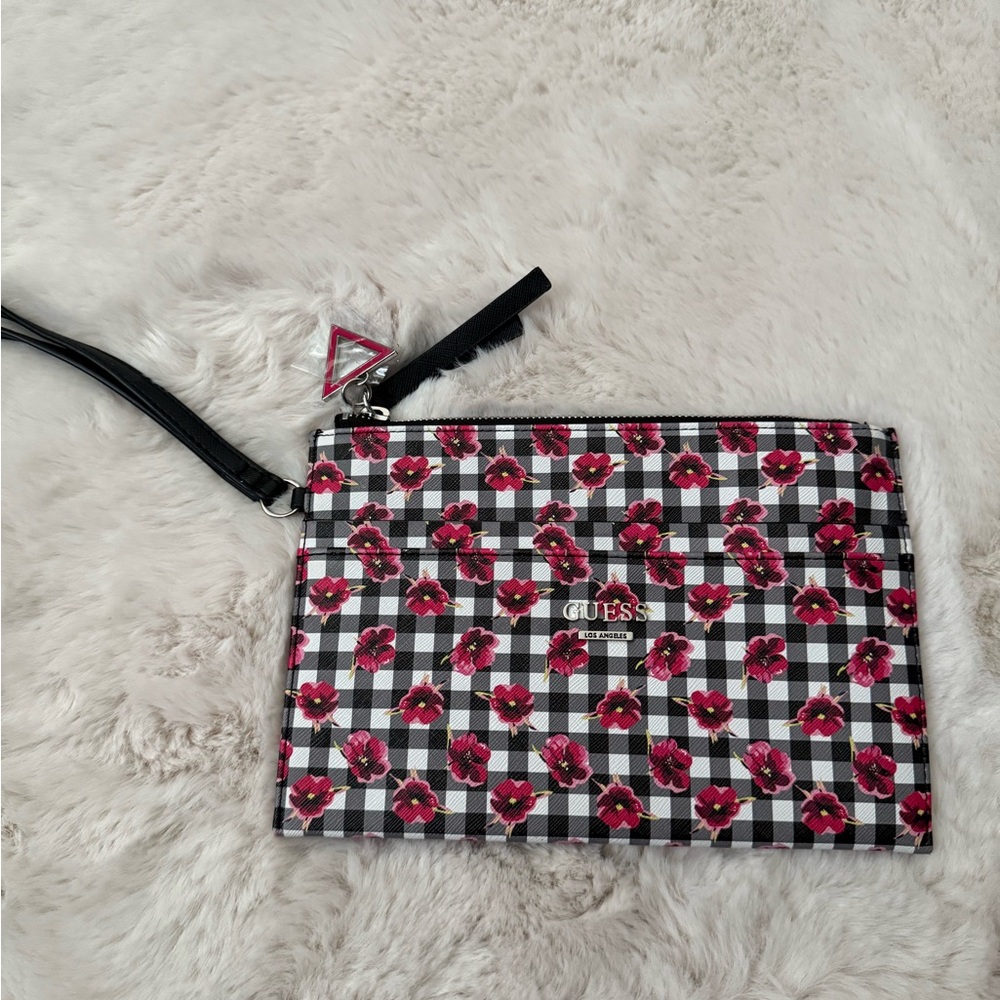 GUESS Black and Pink Floral Women's Bag